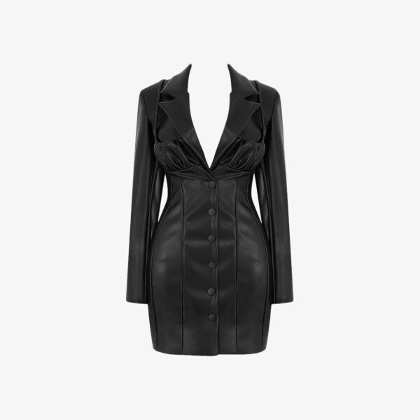 Смелые движения мини-платье из веганской кожи с воротником-лацканами и длинными рукавами Mistress Rocks, черный
Смелые движения мини-платье из веганской кожи с воротником-лацканами и длинными рукавами Mistress Rocks, черный