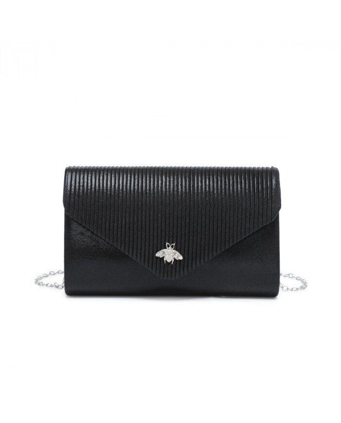 Атласный клатч с значком пчелы спереди JFY, черный
Атласный клатч с значком пчелы спереди JFY, черный