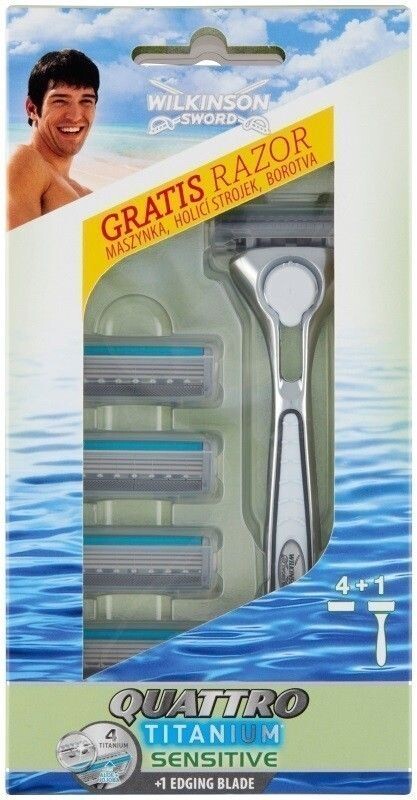 Wilkinson Quattro Titanium Sensitive Clampack бритва для мужчин, 1 шт.
Wilkinson Quattro Titanium Sensitive Clampack бритва для мужчин, 1 шт.