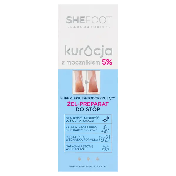 Суперлегкий дезодорирующий гель для ног, 75 мл Shefoot Kuracja z mocznikiem
Суперлегкий дезодорирующий гель для ног, 75 мл Shefoot Kuracja z mocznikiem