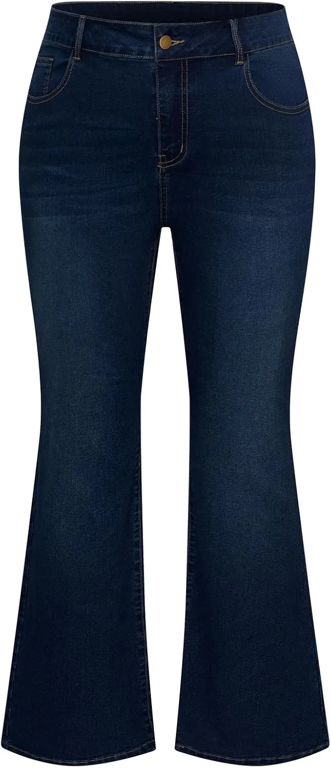 Hanna Nikole Women's Plus Size Wide Flared Jeans High Waisted Stretchy Bell Bottom
Hanna Nikole Women's Plus Size Wide Flared Jeans High Waisted Stretchy Bell Bottom