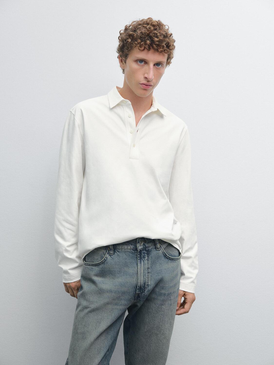 Рубашка-Поло с длинным рукавом из 100% хлопка Massimo Dutti, кремовый
Рубашка-Поло с длинным рукавом из 100% хлопка Massimo Dutti, кремовый