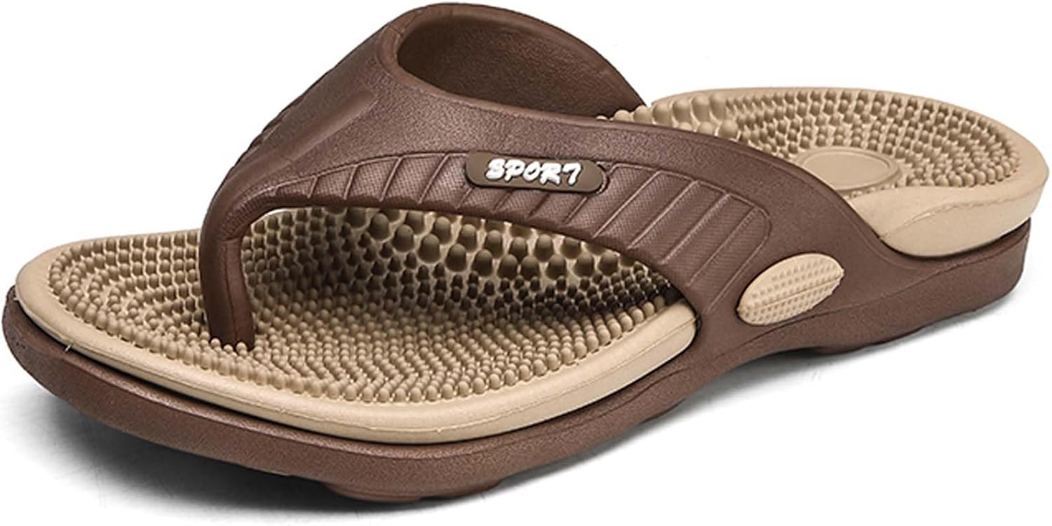Мужские шлепанцы с массажной стелькой, летние модные пляжные сандалии с цветными вставками, легкий материал EVA, шлепанцы на толстой подошве, противоскользящие, износостойкие, прочные, подходят для использования дома и на улице Vtiao, коричневый
Мужские шлепанцы с массажной стелькой, летние модные пляжные сандалии с цветными вставками, легкий материал EVA, шлепанцы на толстой подошве, противоскользящие, износостойкие, прочные, подходят для использования дома и на улице Vtiao, коричневый
