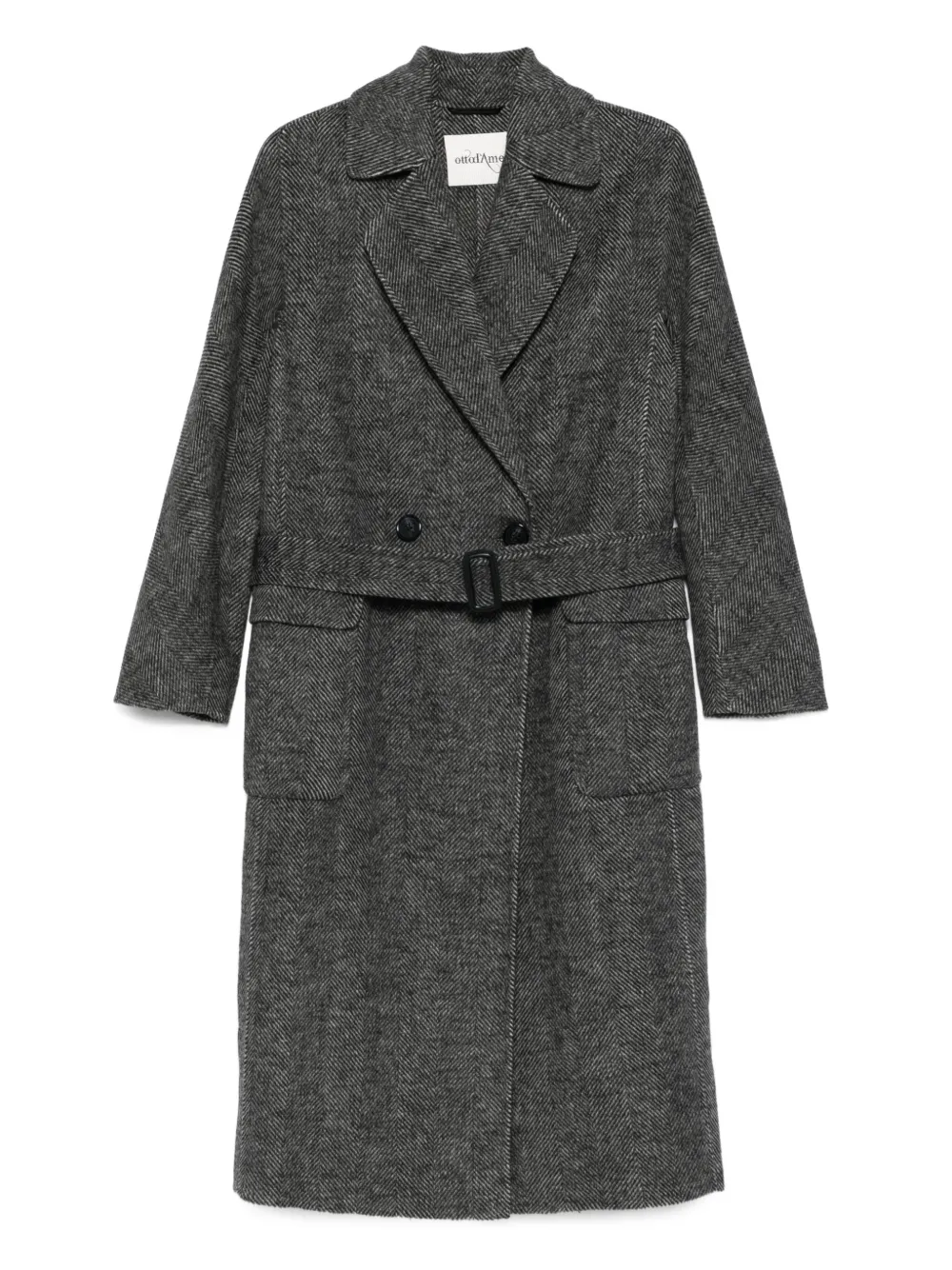 Пальто с поясом и узором в елочку Ottod'Ame, черный
Пальто с поясом и узором в елочку Ottod'Ame, черный