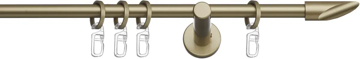 Карниз indeko "Marbella", 1 направляющая, желаемая длина, полный комплект, включая кольца и крепежный материал 120 см, Ø 12 мм, цвет goldfarben/messingfarben 
Карниз indeko "Marbella", 1 направляющая, желаемая длина, полный комплект, включая кольца и крепежный материал 120 см, Ø 12 мм, цвет goldfarben/messingfarben