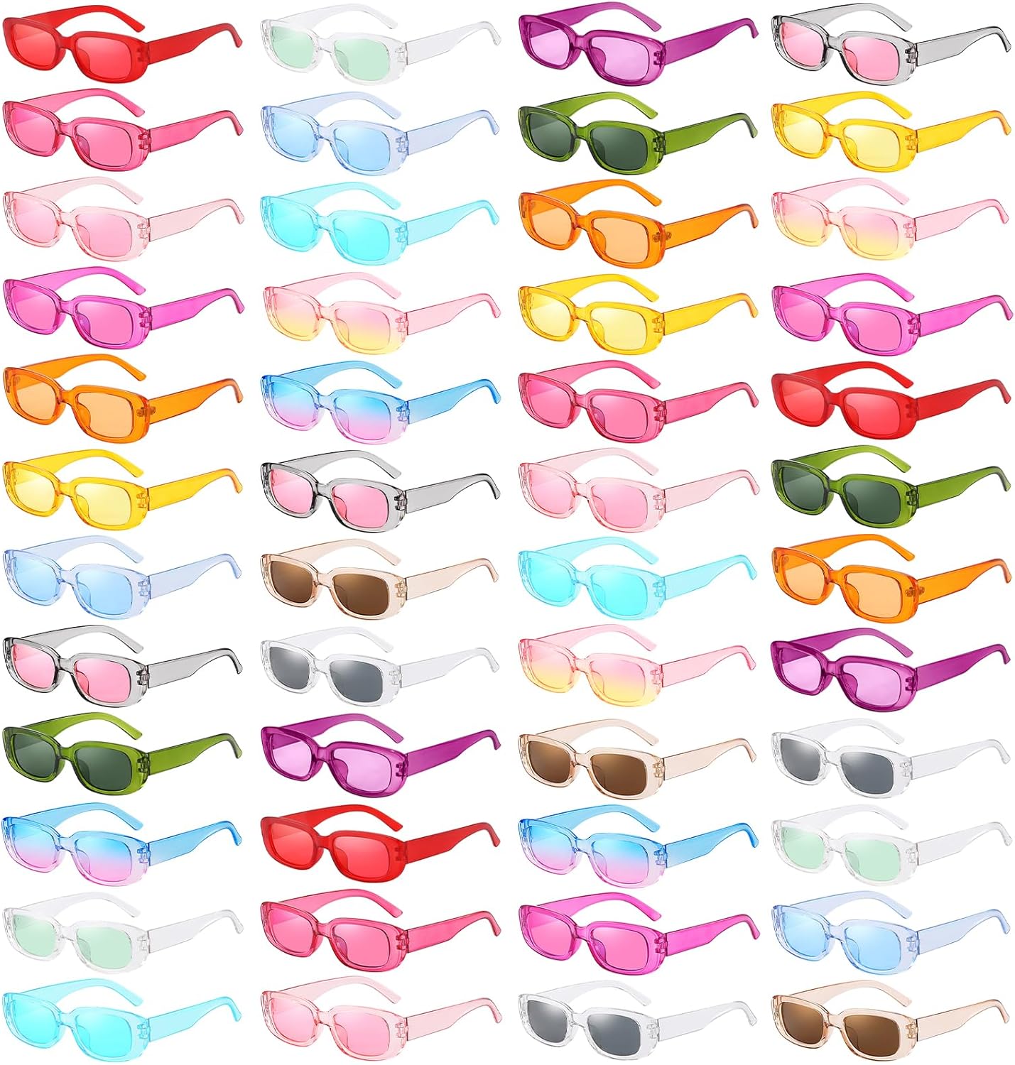 SUNOVELTIES Набор из 48 прямоугольных солнцезащитных очков для женщин, ретро-цветные квадратные очки, винтажные очки 90-х годов, универсальные для взрослых, 48 Transparent Color
SUNOVELTIES Набор из 48 прямоугольных солнцезащитных очков для женщин, ретро-цветные квадратные очки, винтажные очки 90-х годов, универсальные для взрослых, 48 Transparent Color