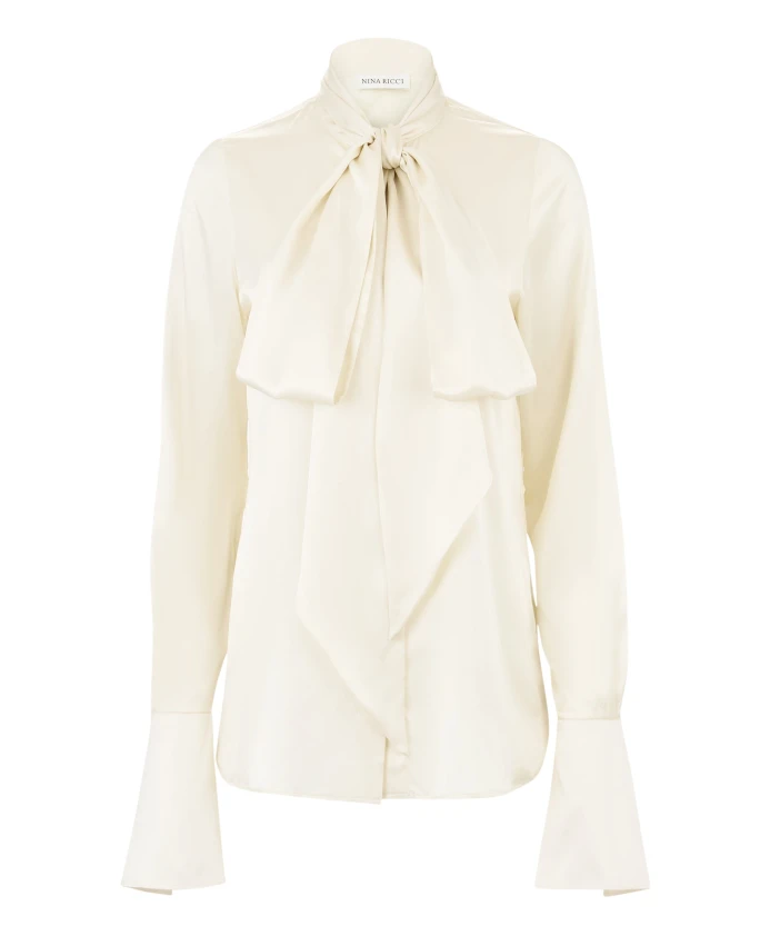 Атласная блузка-лавалье белого цвета Nina Ricci, белый
Атласная блузка-лавалье белого цвета Nina Ricci, белый