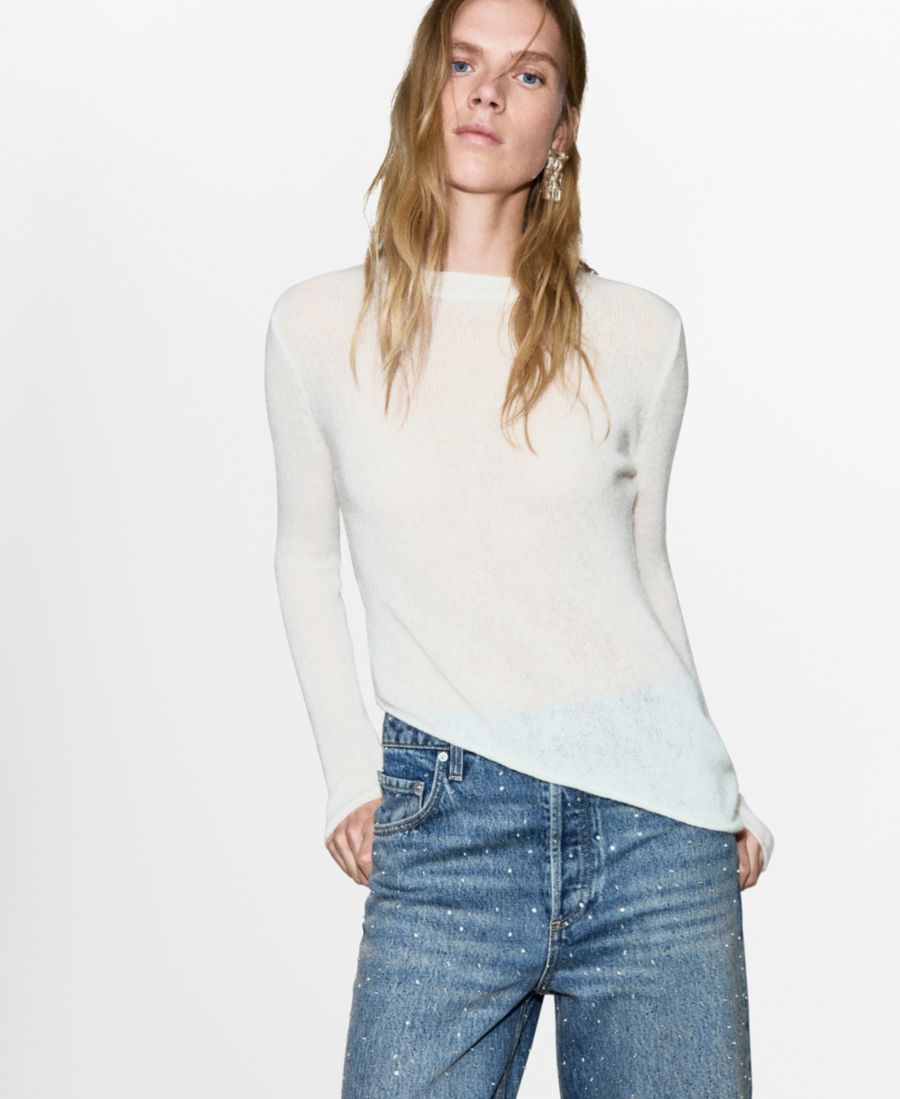 Асимметричный женский свитер из смеси альпаки и шерсти MANGO, Off White
Асимметричный женский свитер из смеси альпаки и шерсти MANGO, Off White