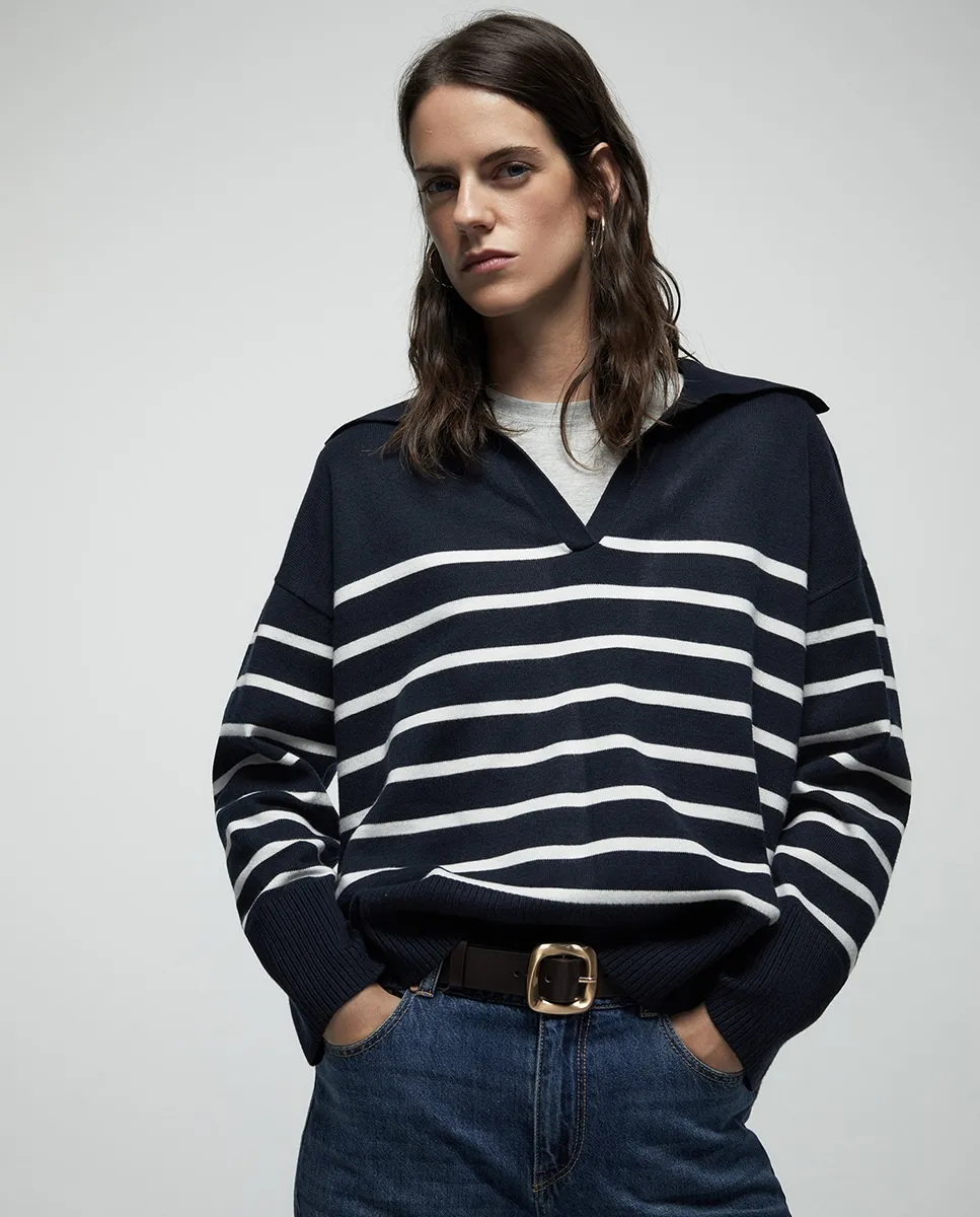 Поло в полоску Sfera, темно-синий
Поло в полоску Sfera, темно-синий