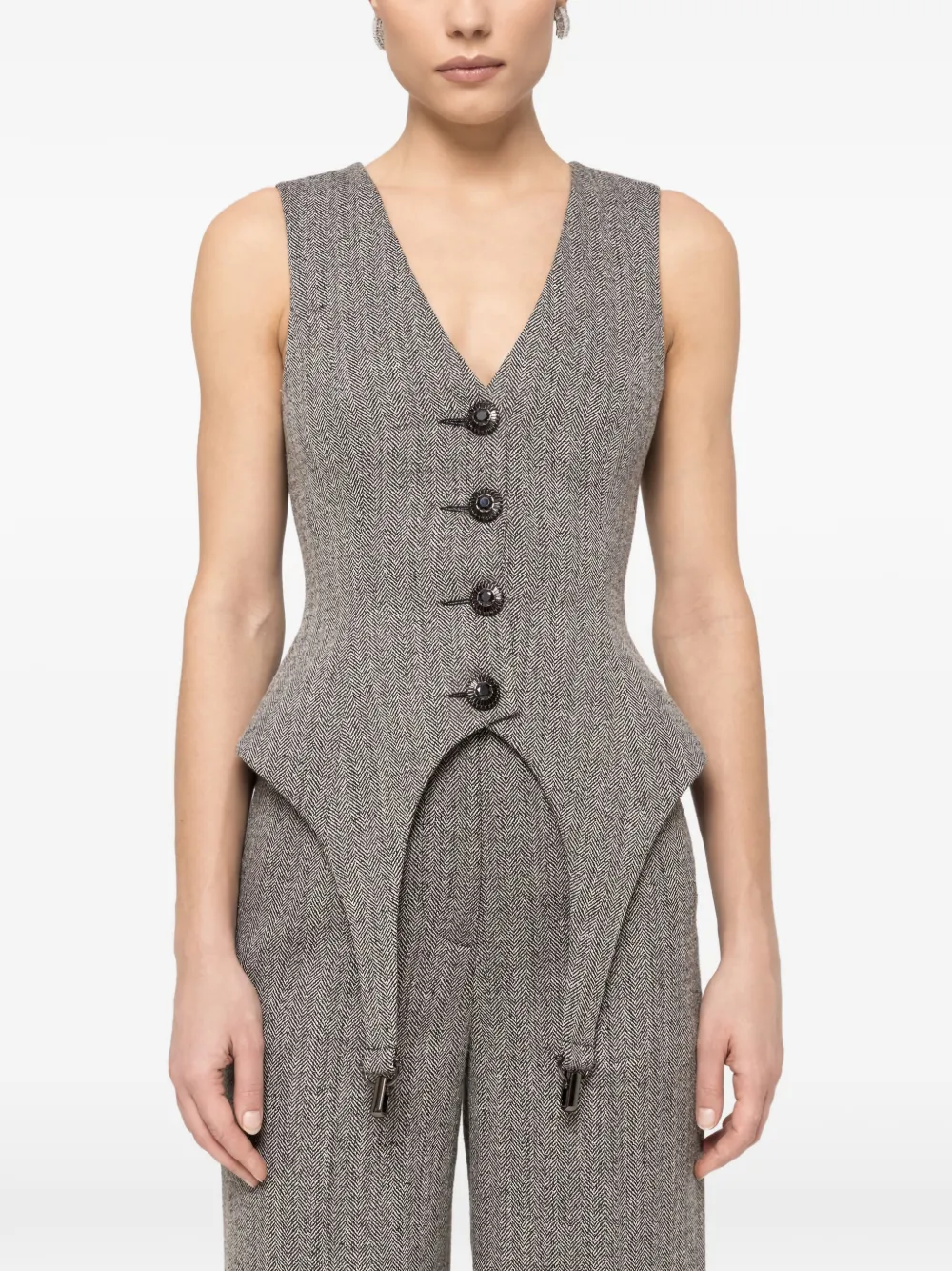 Однобортный жилет на пуговицах Nissa, серый
Однобортный жилет на пуговицах Nissa, серый