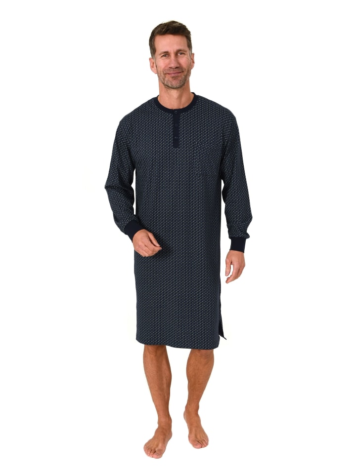 Ночная рубашка с длинными рукавами, манжетами и минимальным принтом темно-синего цвета. NORMANN
Ночная рубашка с длинными рукавами, манжетами и минимальным принтом темно-синего цвета. NORMANN