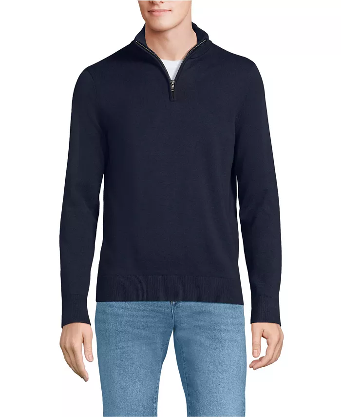 Мужской удлиненный свитер с длинным рукавом из тонкого хлопка с застежкой на четверть Lands' End, синий
Мужской удлиненный свитер с длинным рукавом из тонкого хлопка с застежкой на четверть Lands' End, синий