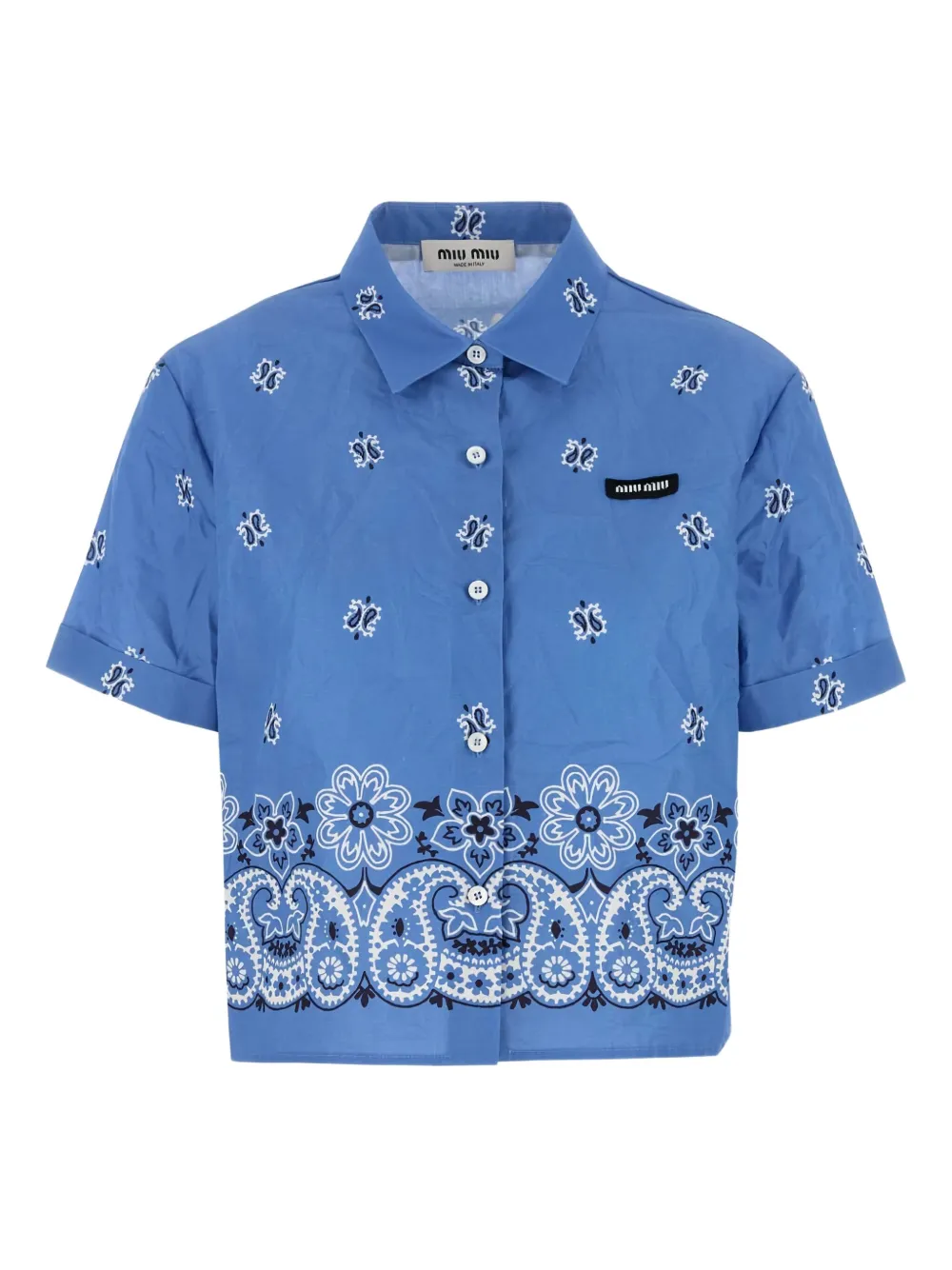 Рубашка из поплина с принтом пейсли MIU MIU, синий 
Рубашка из поплина с принтом пейсли MIU MIU, синий