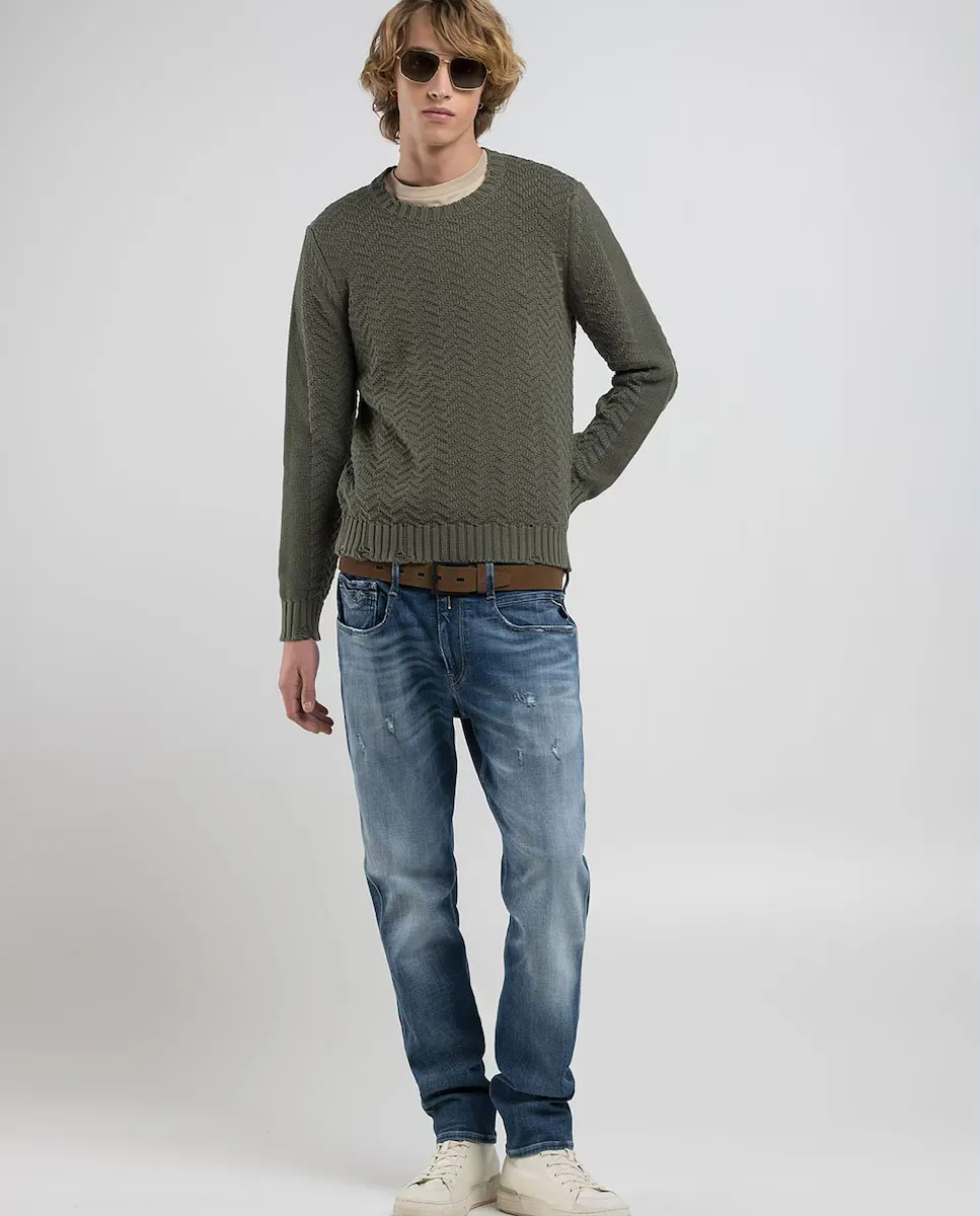 Мужской джемпер с круглым вырезом Replay, темно-зеленый
Мужской джемпер с круглым вырезом Replay, темно-зеленый