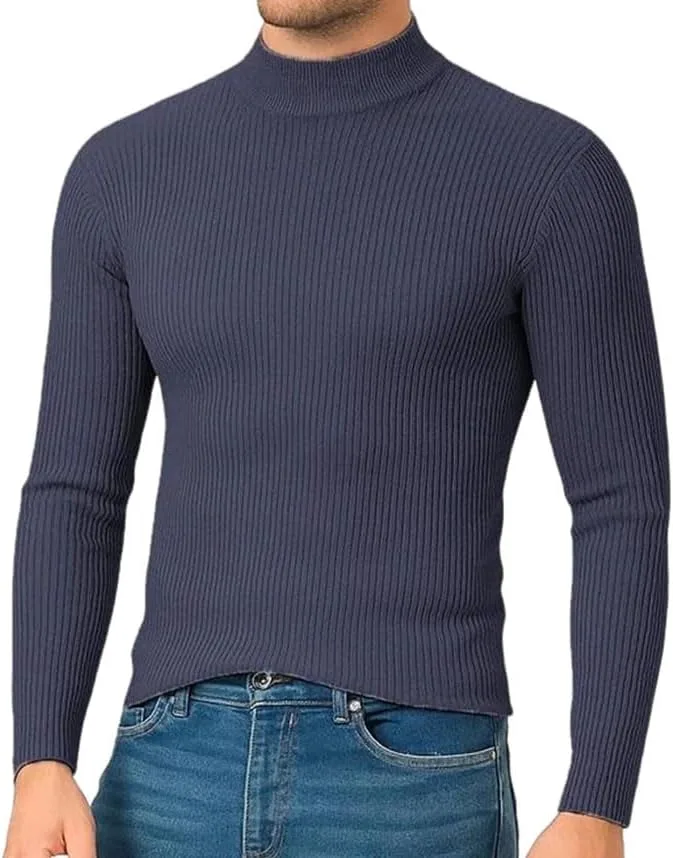 Мужской свитер с воротником-стойкой длинный рукав slim fit полосатый
Мужской свитер с воротником-стойкой длинный рукав slim fit полосатый