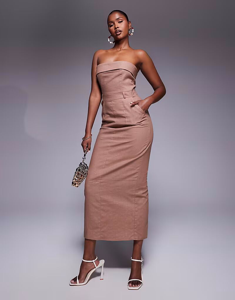 Эксклюзивное льняное платье-бандо коричневого цвета, сшитое на заказ по фигуре, с разрезом на спине Kaiia
Эксклюзивное льняное платье-бандо коричневого цвета, сшитое на заказ по фигуре, с разрезом на спине Kaiia