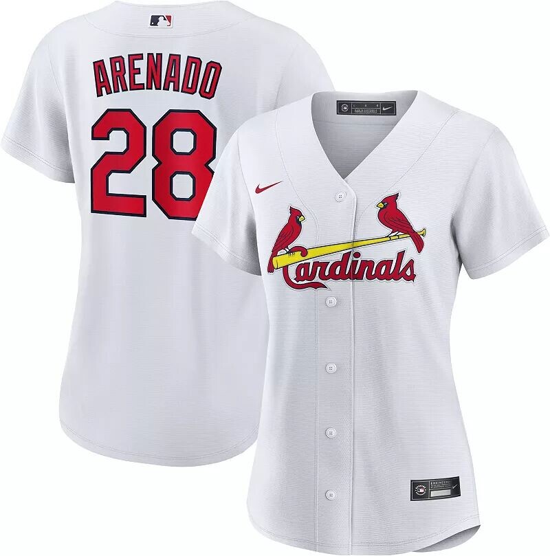 Женская домашняя майка Nike St. Louis Cardinals Nolan Arenado #28 White Cool Base
Женская домашняя майка Nike St. Louis Cardinals Nolan Arenado #28 White Cool Base