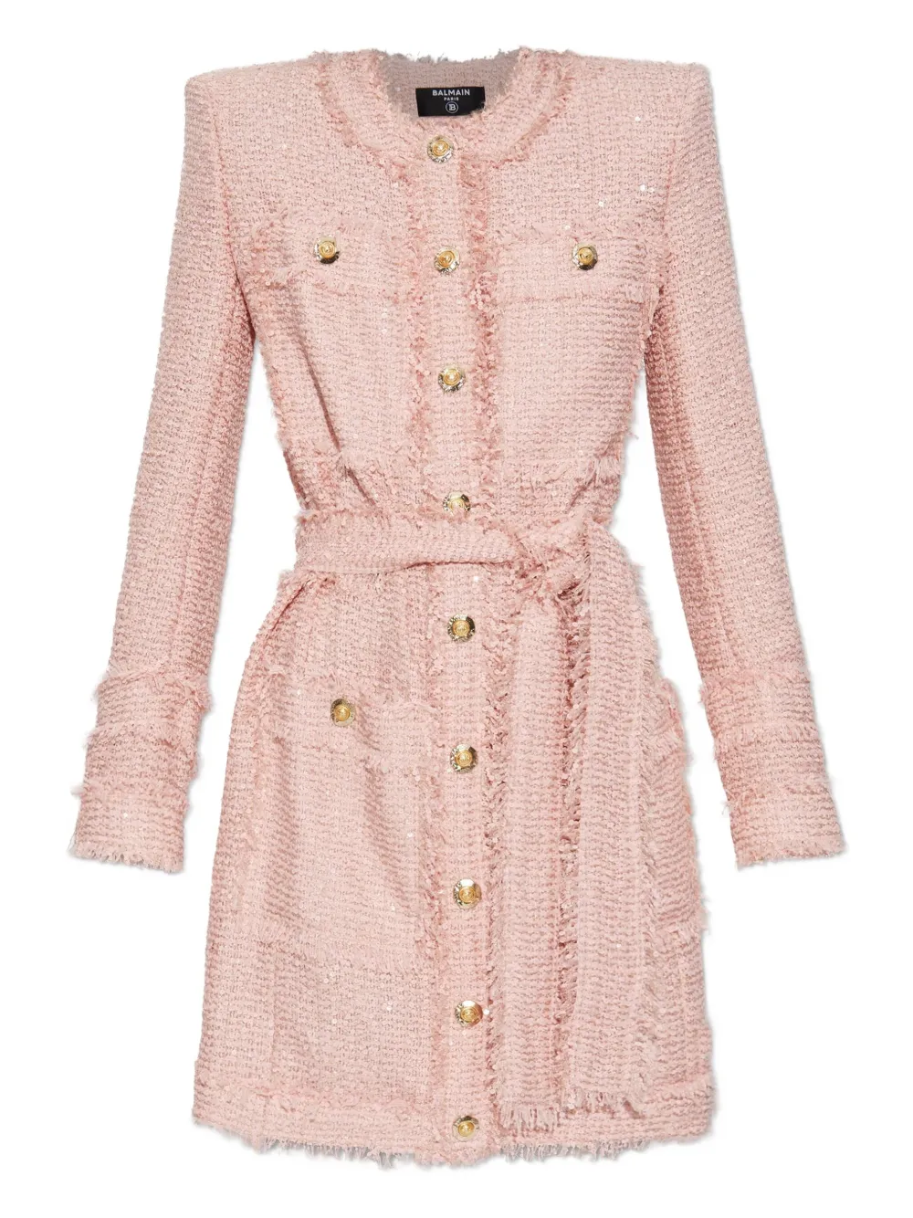 Мини-платье из твида, украшенное пайетками BALMAIN, розовый
Мини-платье из твида, украшенное пайетками BALMAIN, розовый