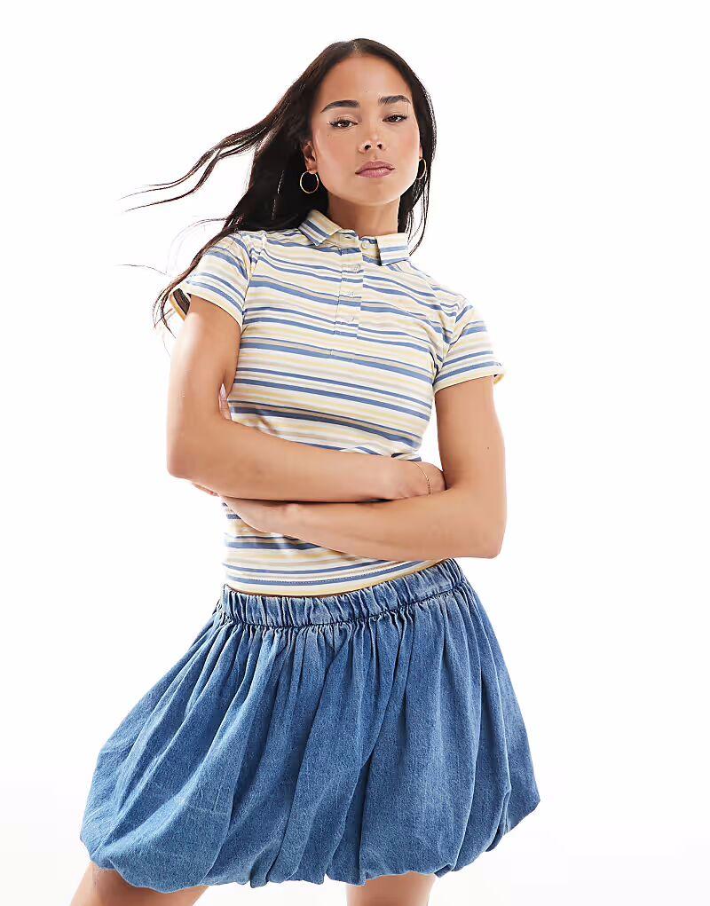 Приталенный топ-поло Daisy Street в желто-синюю полоску
Приталенный топ-поло Daisy Street в желто-синюю полоску