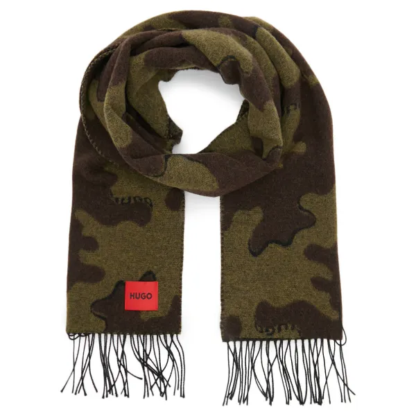 Шарф мужской шерстяной-z 519 Hugo, черный 
Шарф мужской шерстяной-z 519 Hugo, черный