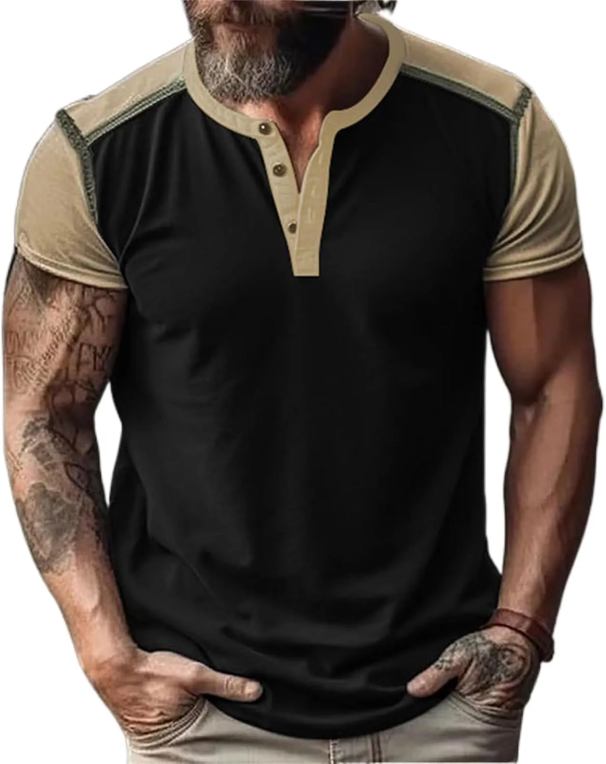 Мужская футболка хенли с коротким рукавом Color Block RSZGSWS
Мужская футболка хенли с коротким рукавом Color Block RSZGSWS