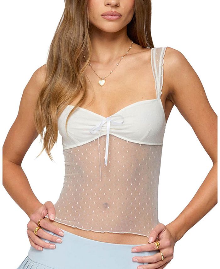 Топ из прозрачной сетки в горошек Edikted, белый
Топ из прозрачной сетки в горошек Edikted, белый