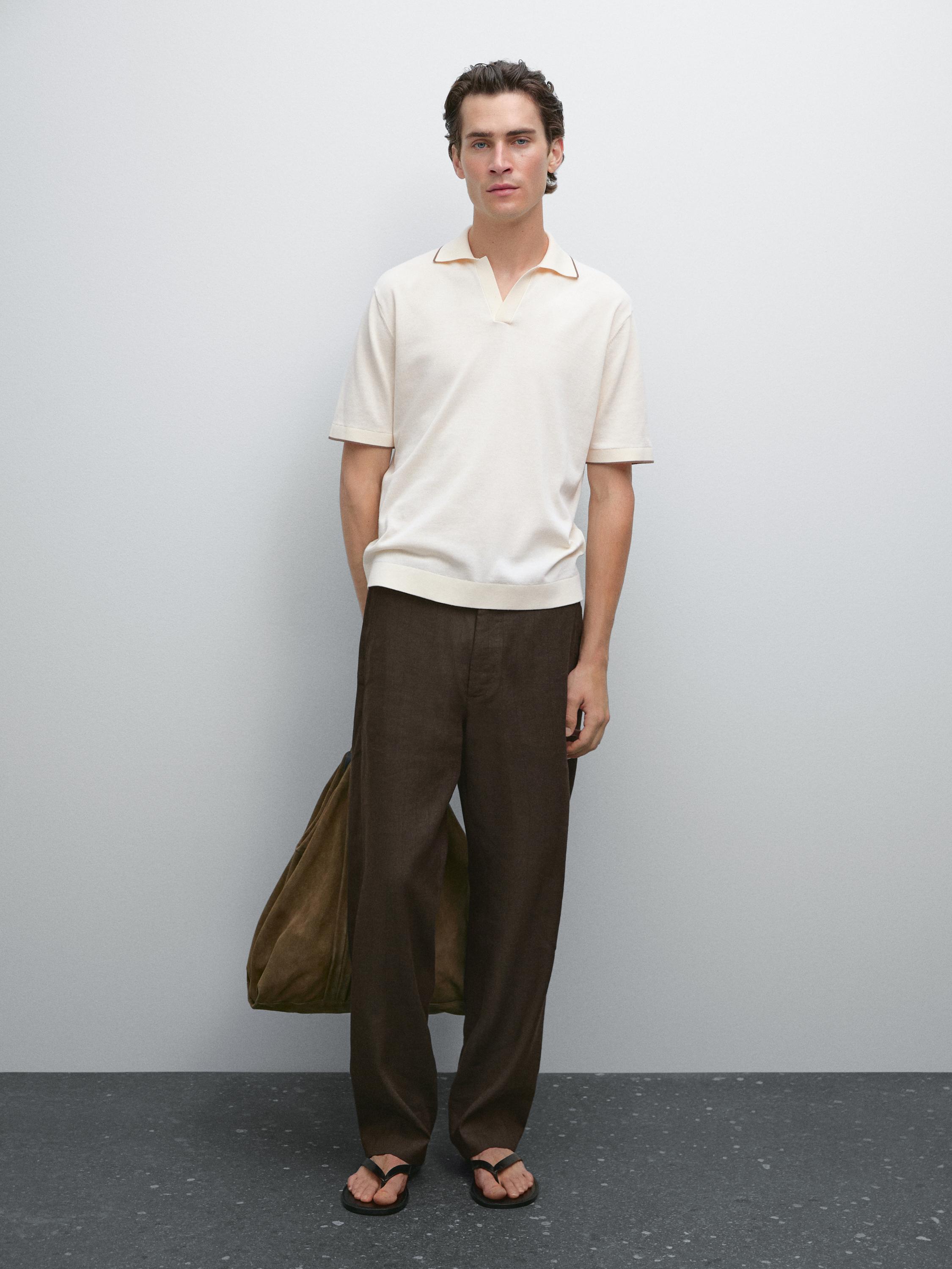 Трикотажная рубашка-поло с контрастной деталью Massimo Dutti, кремовый
Трикотажная рубашка-поло с контрастной деталью Massimo Dutti, кремовый