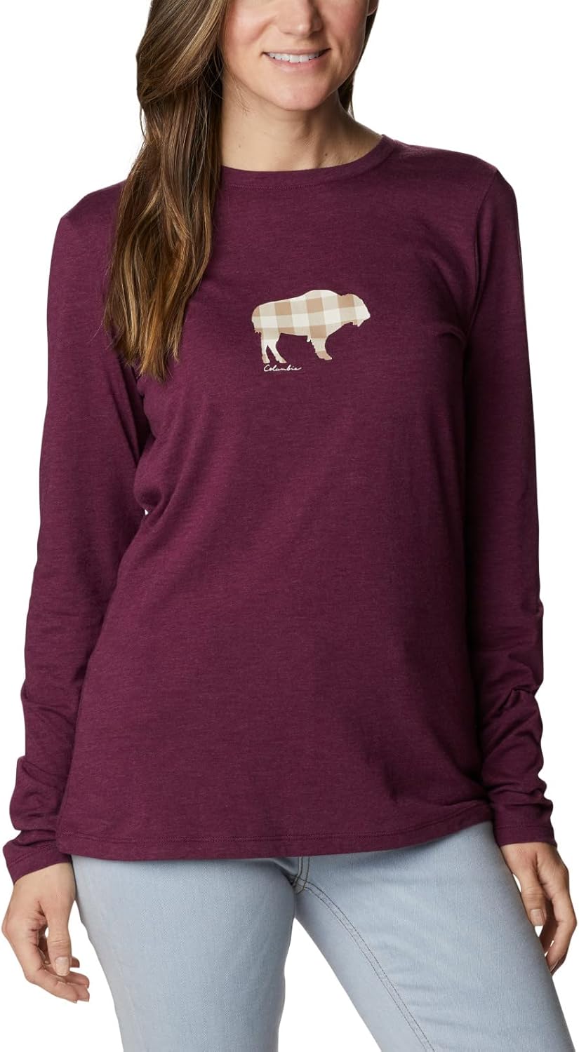 Columbia Womens Hidden Haven Long Sleeve TeeФутболка с длинным рукавом для походов, Marionberry Heather/Range Roam Print
Columbia Womens Hidden Haven Long Sleeve TeeФутболка с длинным рукавом для походов, Marionberry Heather/Range Roam Print