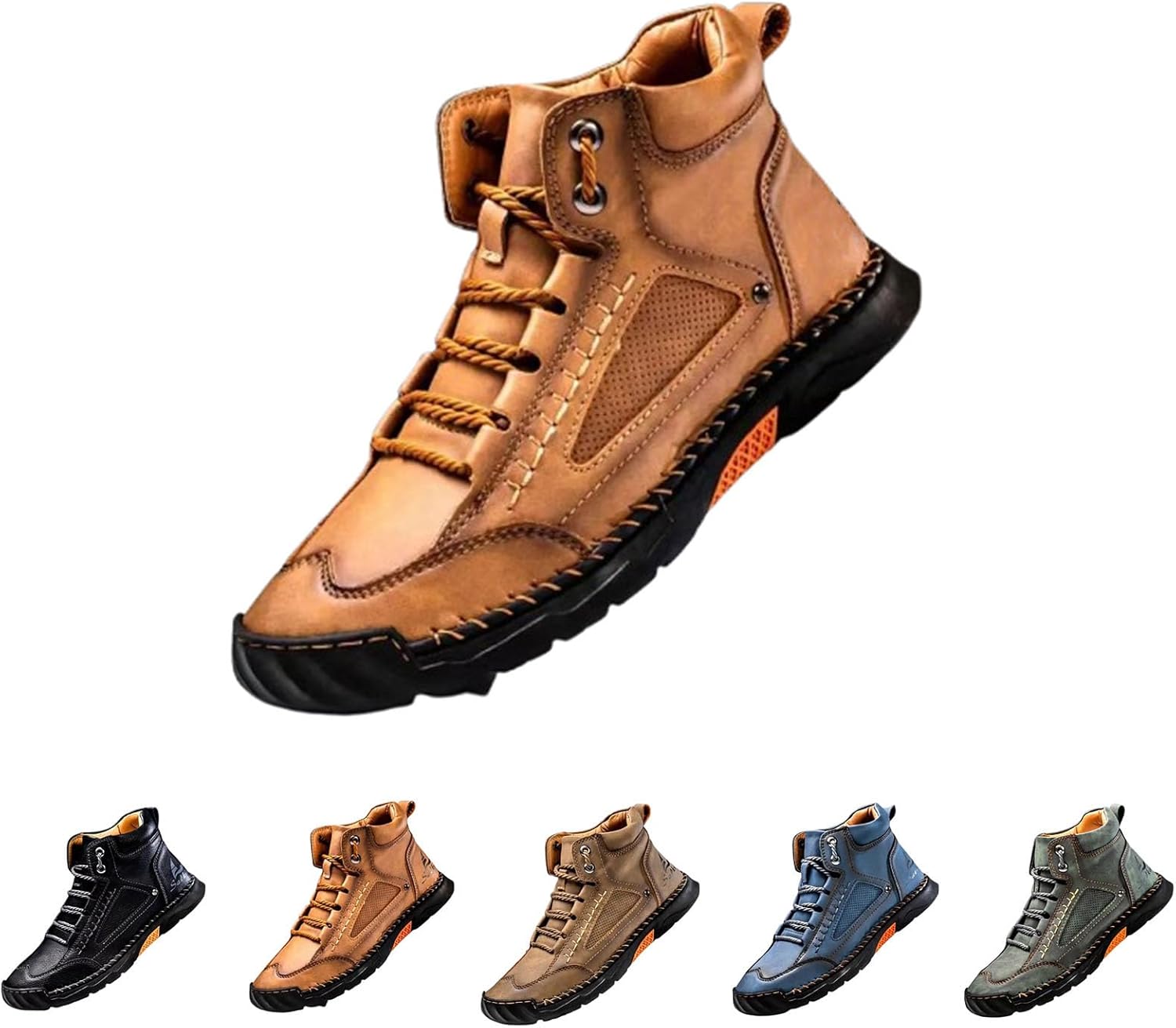 Мужские кожаные ботинки ручной работы - водонепроницаемые походные ботинки с противоскользящей подошвой, поддерживающей стелькой и широкой передней частью Generic, коричневый
Мужские кожаные ботинки ручной работы - водонепроницаемые походные ботинки с противоскользящей подошвой, поддерживающей стелькой и широкой передней частью Generic, коричневый