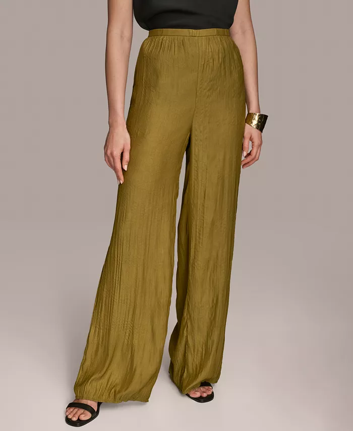 Женские брюки с фактурой и широкими штанинами Donna Karan New York, зеленый 
Женские брюки с фактурой и широкими штанинами Donna Karan New York, зеленый