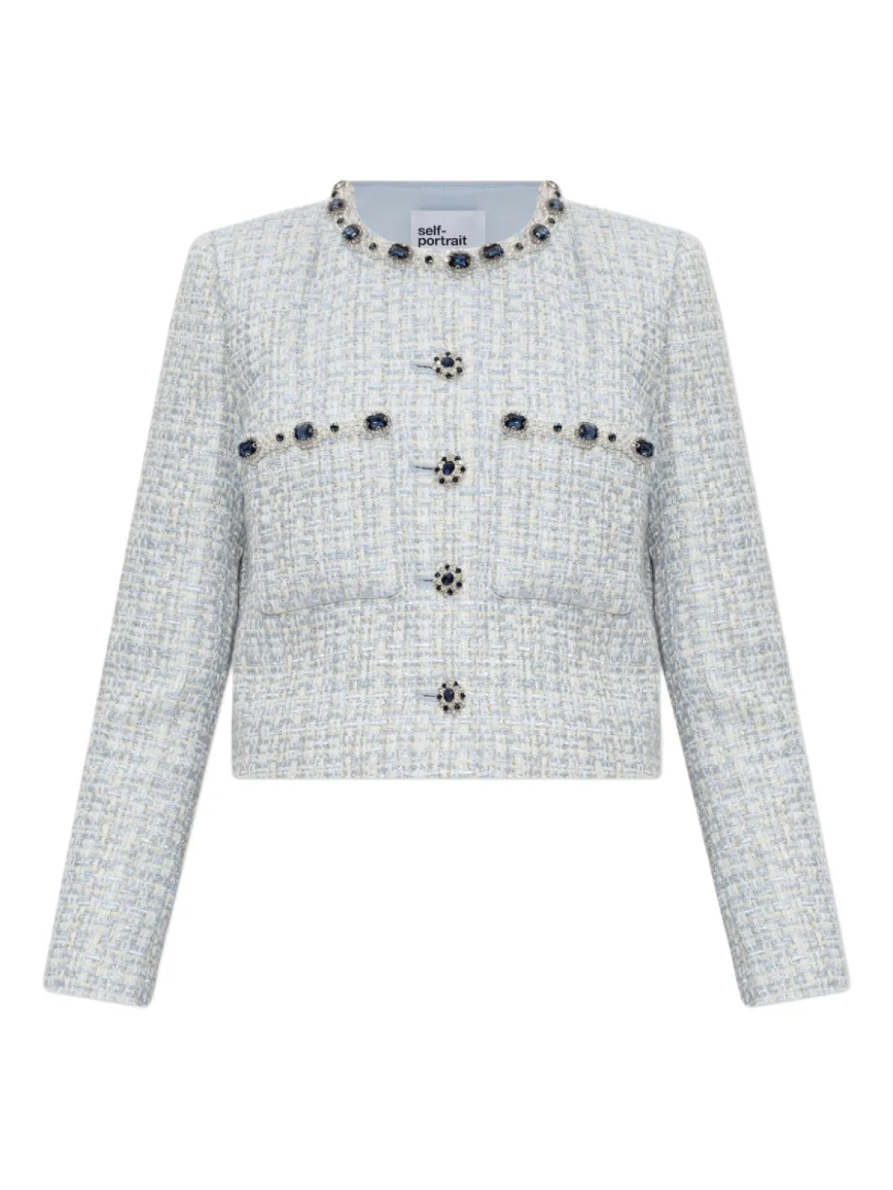 Твидовый пиджак, украшенный стразами Self-Portrait, синий
Твидовый пиджак, украшенный стразами Self-Portrait, синий