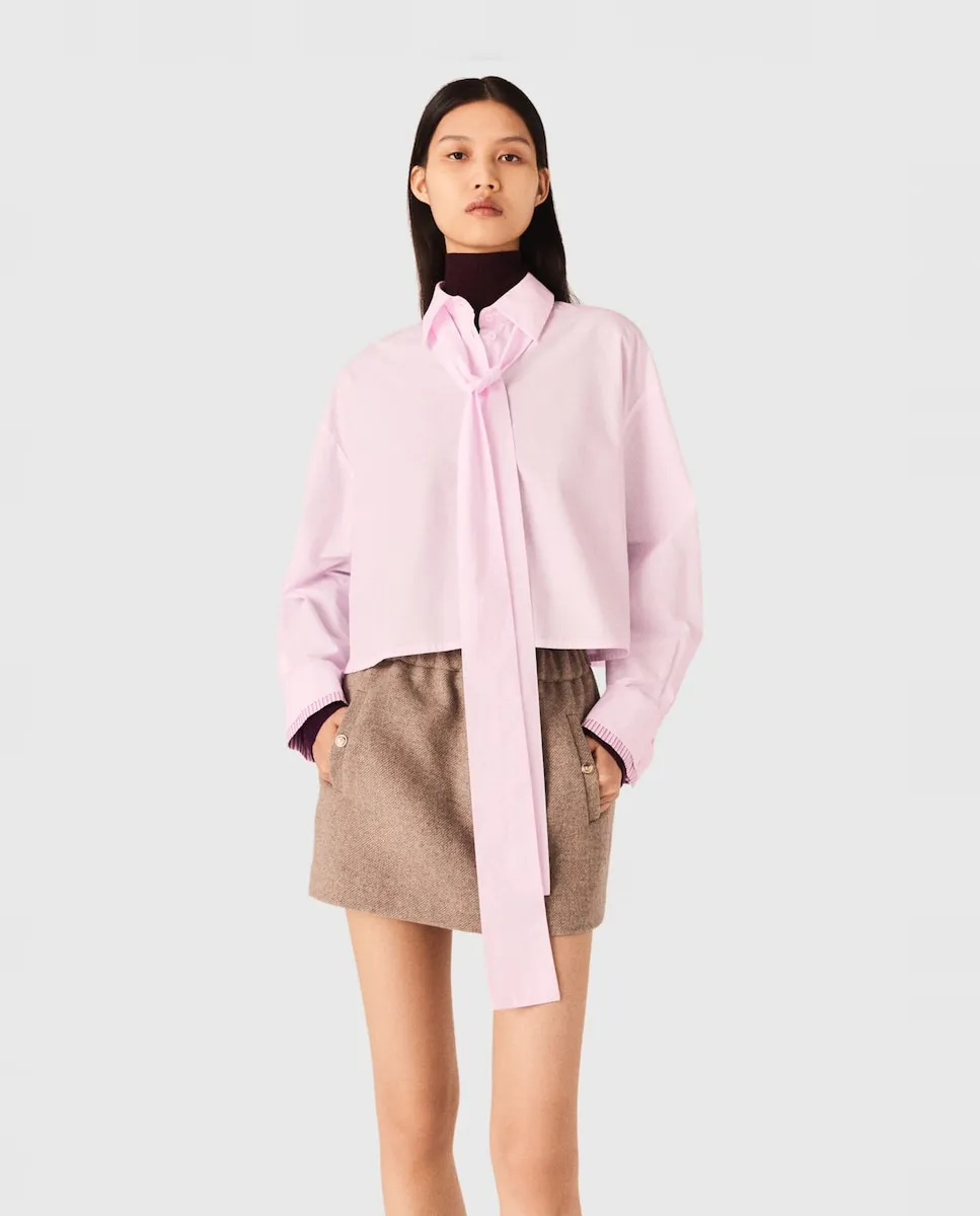 Женская короткая рубашка с жабо Maje, розовый
Женская короткая рубашка с жабо Maje, розовый