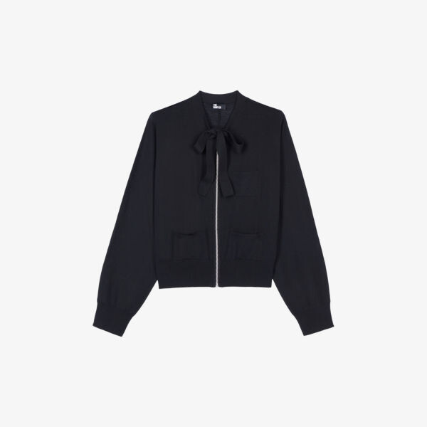 Шерстяной кардиган с воротником-бантом и накладными карманами The Kooples, черный
Шерстяной кардиган с воротником-бантом и накладными карманами The Kooples, черный