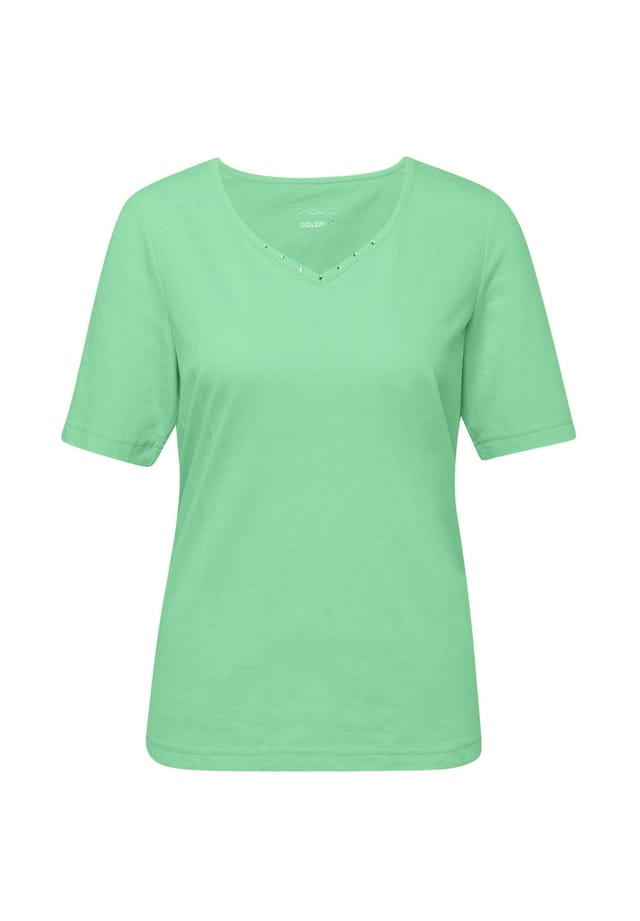 Короткий размер: футболка с очаровательным вырезом и стразами. Goldner, зеленый
Короткий размер: футболка с очаровательным вырезом и стразами. Goldner, зеленый