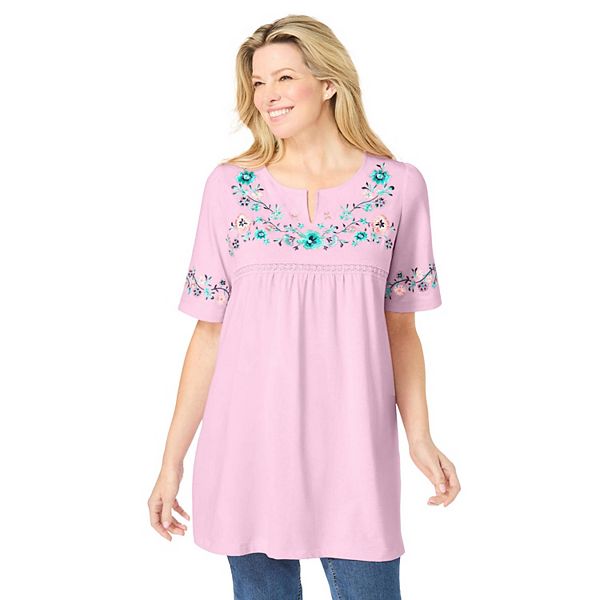 Туника с вышивкой и разрезом на горловине Plus size Woman Within, Pink Floral Embroidery
Туника с вышивкой и разрезом на горловине Plus size Woman Within, Pink Floral Embroidery