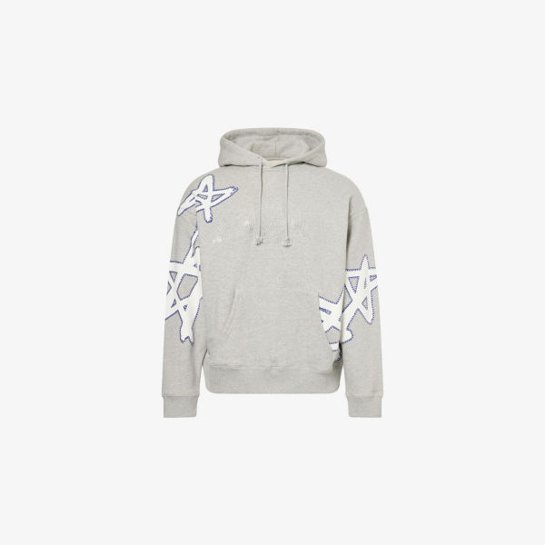 Худи Awake Ny с карманом-кенгуру и стразами, серый 
Худи Awake Ny с карманом-кенгуру и стразами, серый