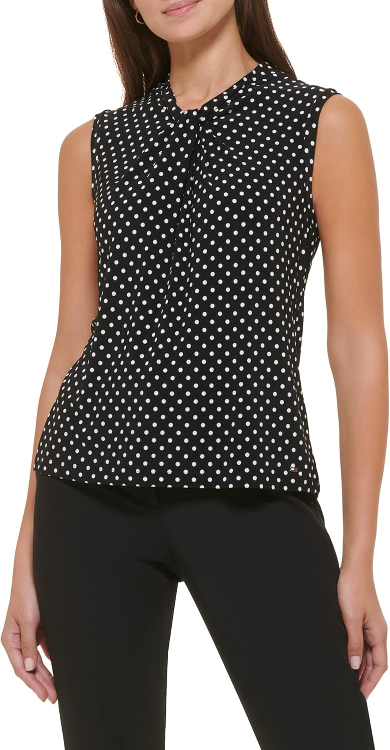 Блузка без рукавов Tommy Hilfiger - повседневные деловые женские топы с завязанным вырезом, Black/Ivory
Блузка без рукавов Tommy Hilfiger - повседневные деловые женские топы с завязанным вырезом, Black/Ivory