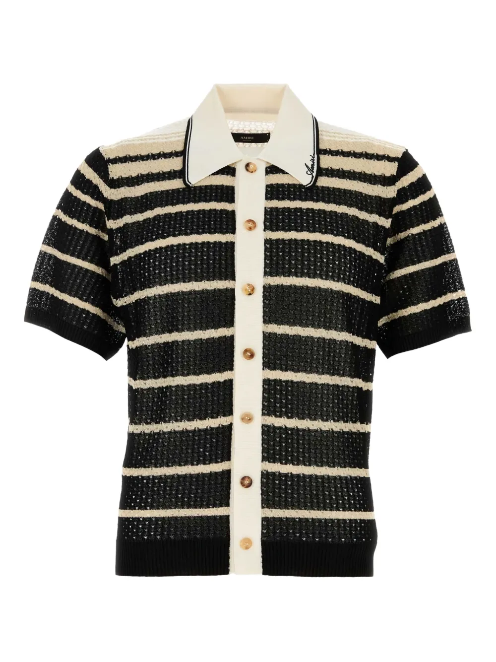 Полосатая рубашка в технике кроше AMIRI, черный 
Полосатая рубашка в технике кроше AMIRI, черный