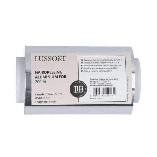 Алюминиевая фольга для парикмахерских, 200 м LUSSONI by Tools For Beauty
Алюминиевая фольга для парикмахерских, 200 м LUSSONI by Tools For Beauty
