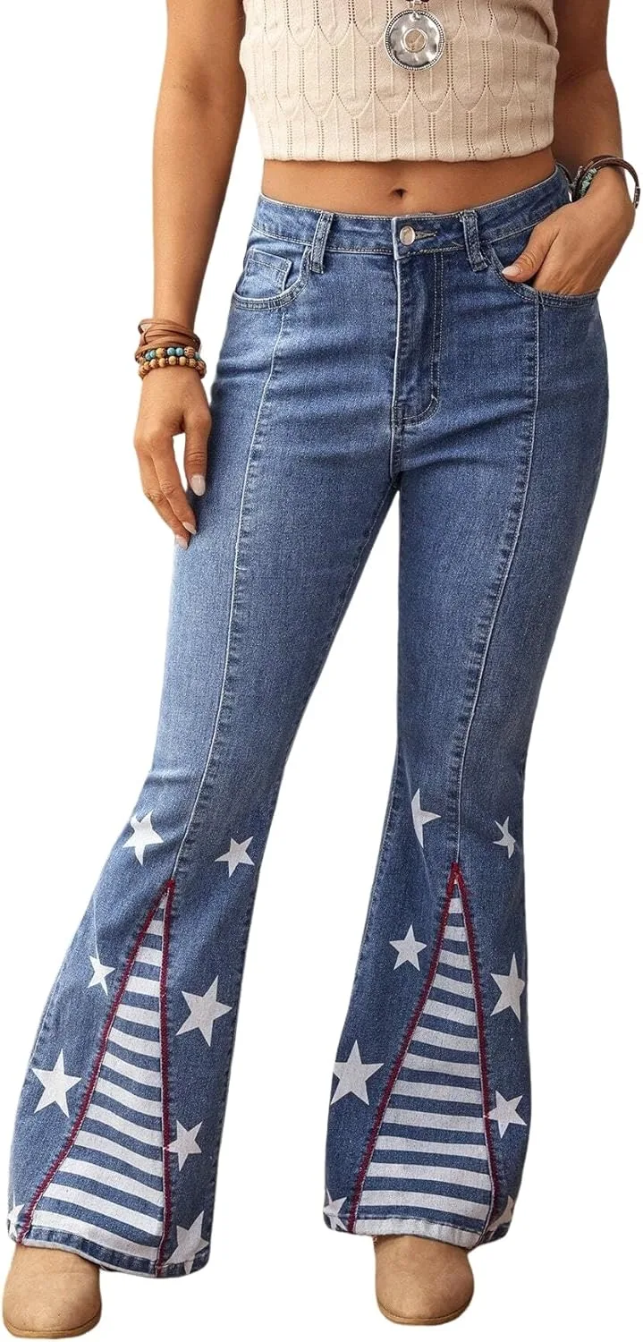 LALAGEN Женские джинсы с карманами и принтом пятиконечной звезды
LALAGEN Женские джинсы с карманами и принтом пятиконечной звезды