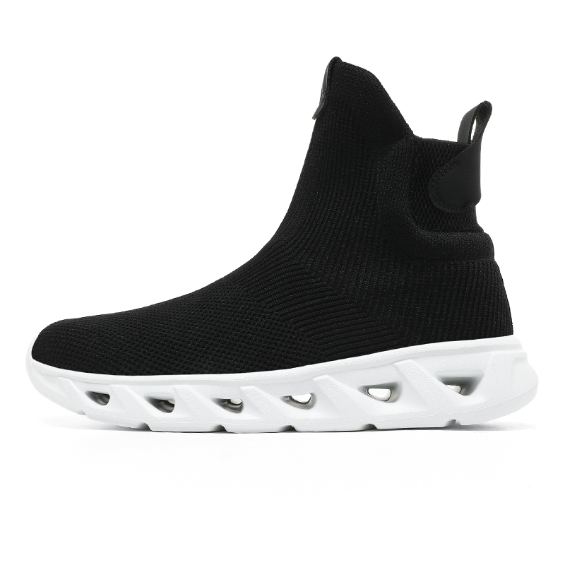 Kuding Повседневные туфли мужские высокие, полностью черные, белые 
Kuding Повседневные туфли мужские высокие, полностью черные, белые