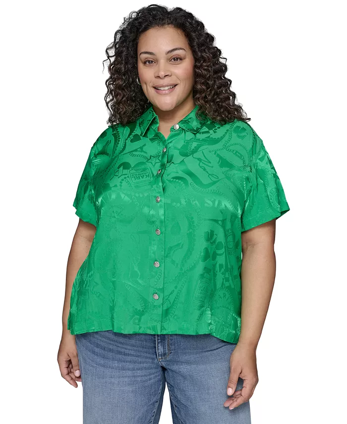 Рубашка Camp большого размера из жаккарда KARL LAGERFELD PARIS, зеленый
Рубашка Camp большого размера из жаккарда KARL LAGERFELD PARIS, зеленый