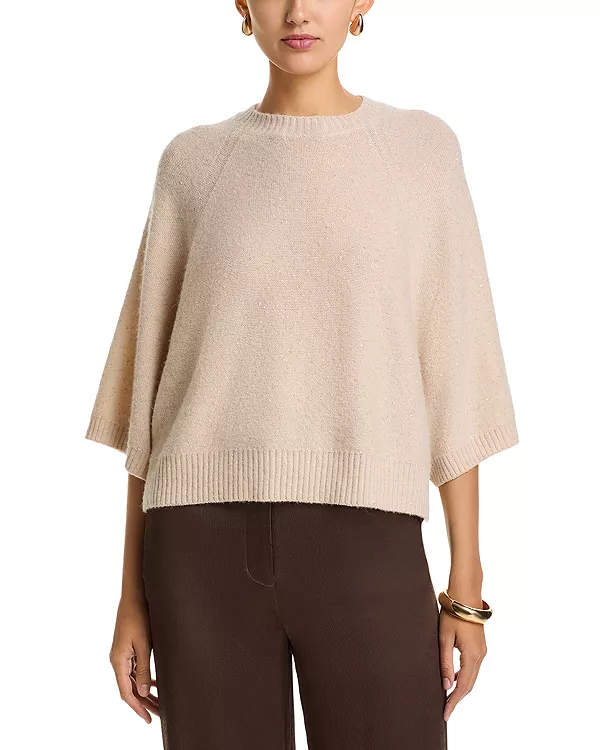 Укороченный свитер с рукавами-кейпами, украшенный пайетками Fabiana Filippi, белый
Укороченный свитер с рукавами-кейпами, украшенный пайетками Fabiana Filippi, белый