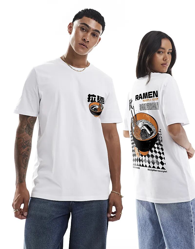 Футболка свободного кроя с принтом рамен спереди и сзади белого цвета PRNT
Футболка свободного кроя с принтом рамен спереди и сзади белого цвета PRNT