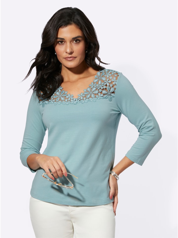 Рубашка с V-образным вырезом цвета лайма и мяты creation L
Рубашка с V-образным вырезом цвета лайма и мяты creation L