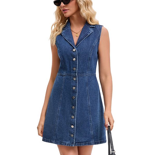 Женское джинсовое мини-платье без рукавов с пуговицами и v-образным вырезом Inspire Chic, Dark Blue
Женское джинсовое мини-платье без рукавов с пуговицами и v-образным вырезом Inspire Chic, Dark Blue