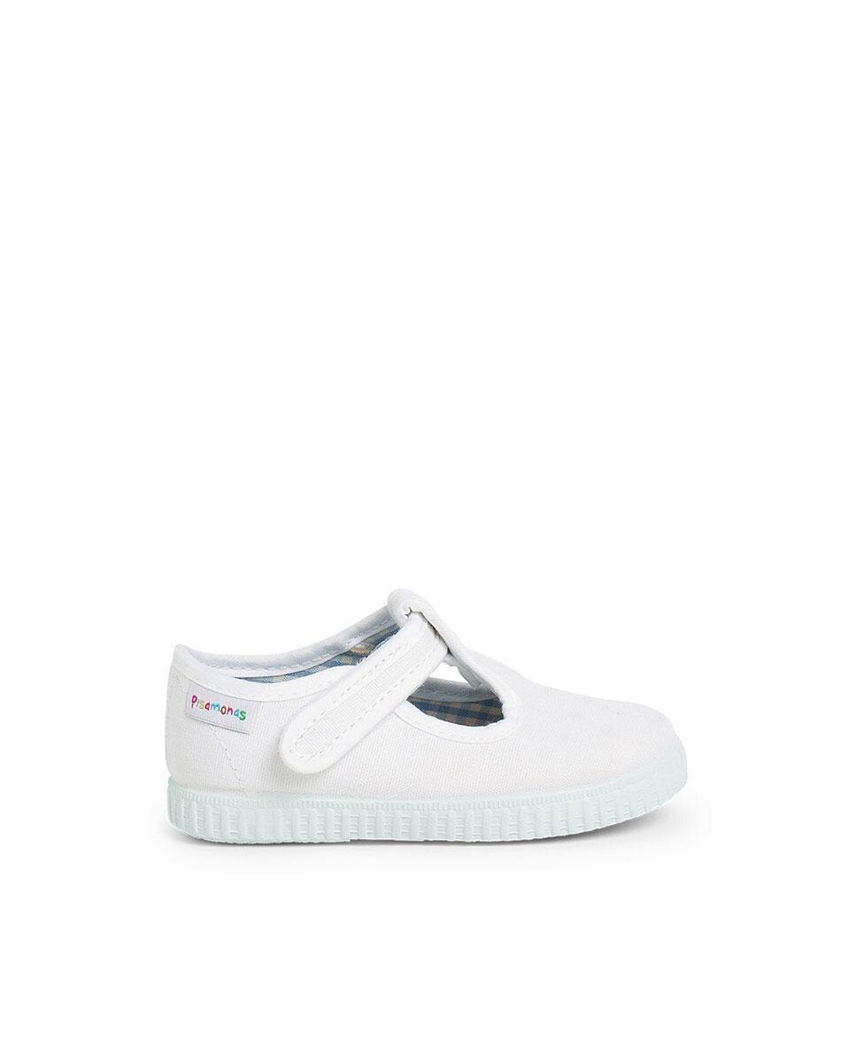 Кроссовки из парусины для мальчика с цепким ремешком Pisamonas, белый 
Кроссовки из парусины для мальчика с цепким ремешком Pisamonas, белый