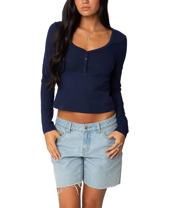 Топ Edikted Leah Henley, синий
Топ Edikted Leah Henley, синий