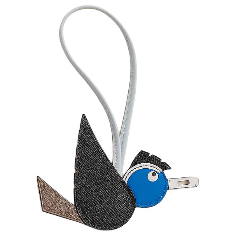 HERMES Кожаный кулон из телячьей кожи с палладиевым покрытием, Black 
HERMES Кожаный кулон из телячьей кожи с палладиевым покрытием, Black