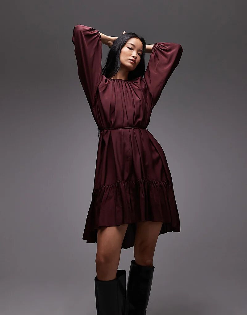 & Other Stories, воздушное платье миди с длинными рукавами и оборками в бордовом цвете
& Other Stories, воздушное платье миди с длинными рукавами и оборками в бордовом цвете